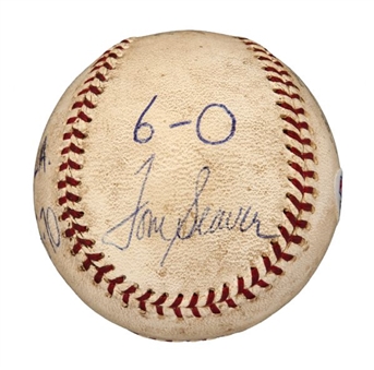 1970 Tom Seaver Signed Last Out Baseball from 1 Hitter vs Phillies 